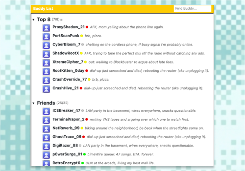 Heyyo buddy list example